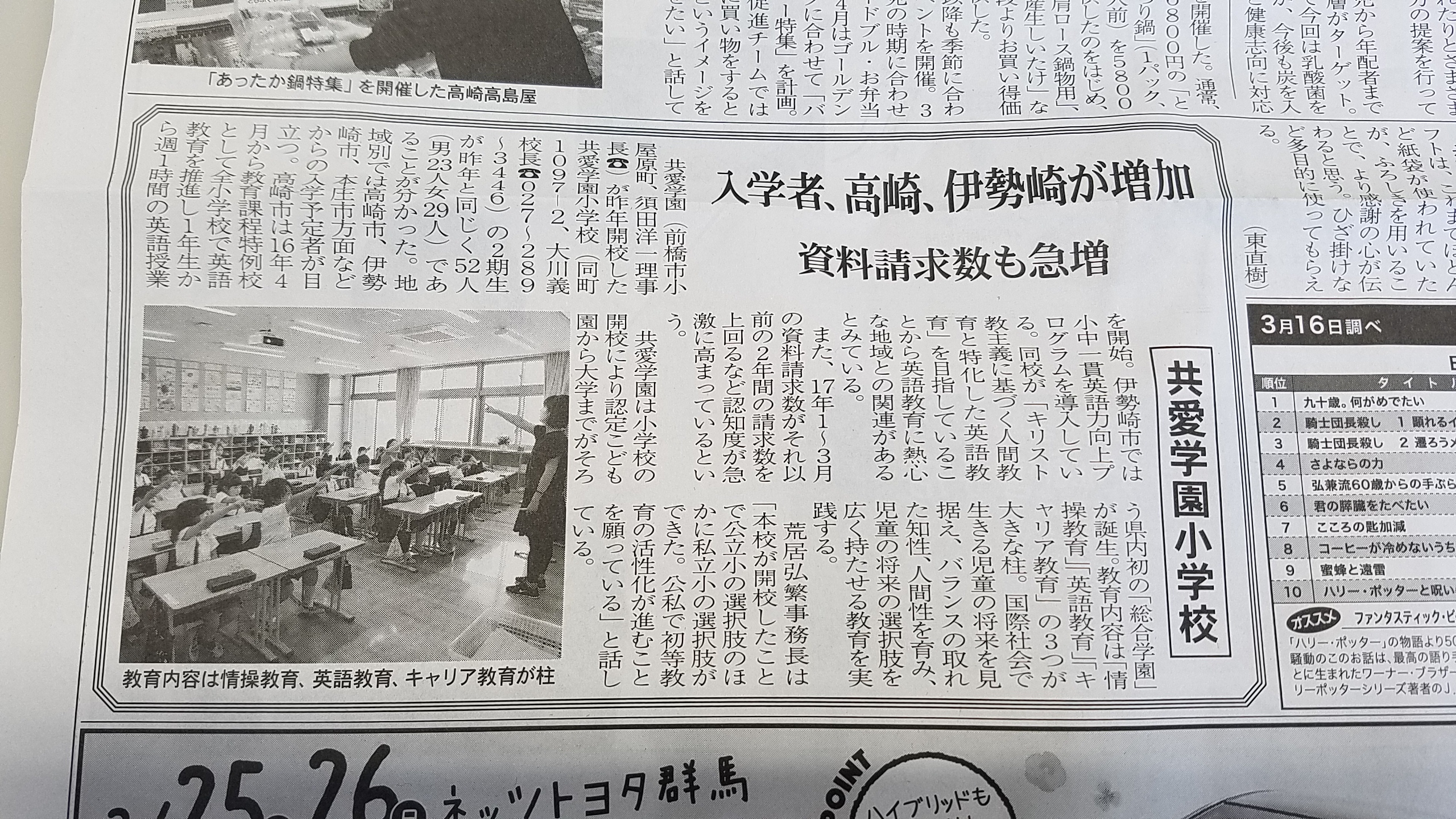 共愛学園小学校：ぐんま経済新聞